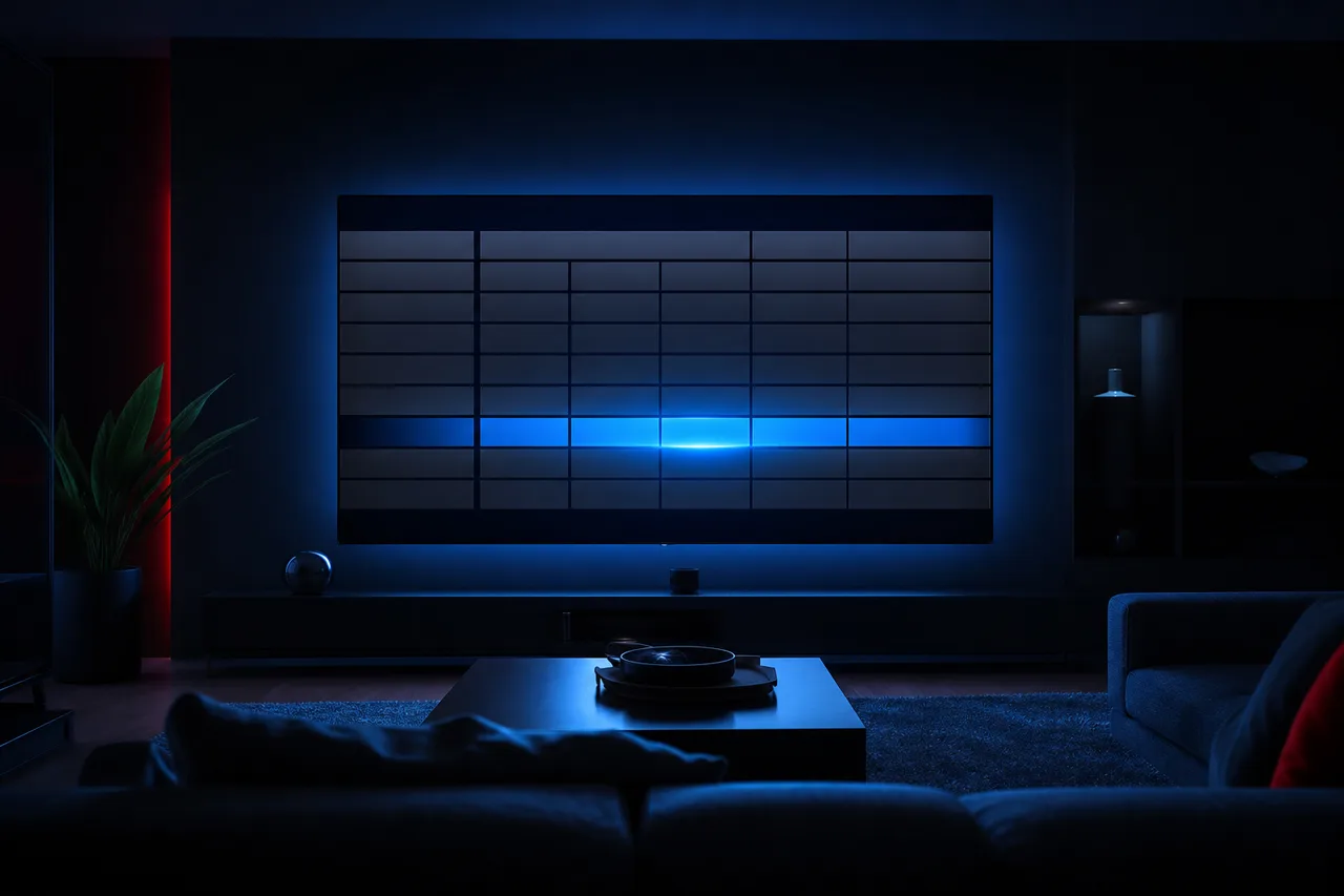 Guide horaire électronique affiché sur une télé à l'heure de l'Est